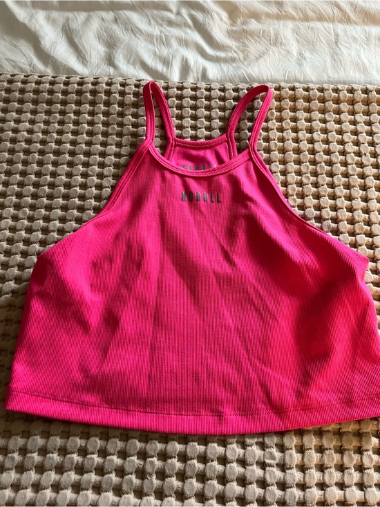 NOBULL Tops - NOBULL Bright Pink Ribbed Crop Tank Top